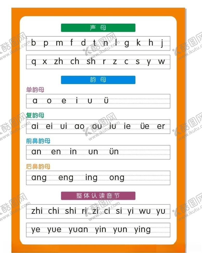 编号：49886510220036166125【酷图网】源文件下载-韵母表声母表
