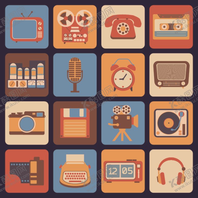 编号：36090909271518101838【酷图网】源文件下载-老式复古小工具图标集