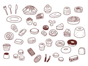 手绘可爱烘焙食品集合