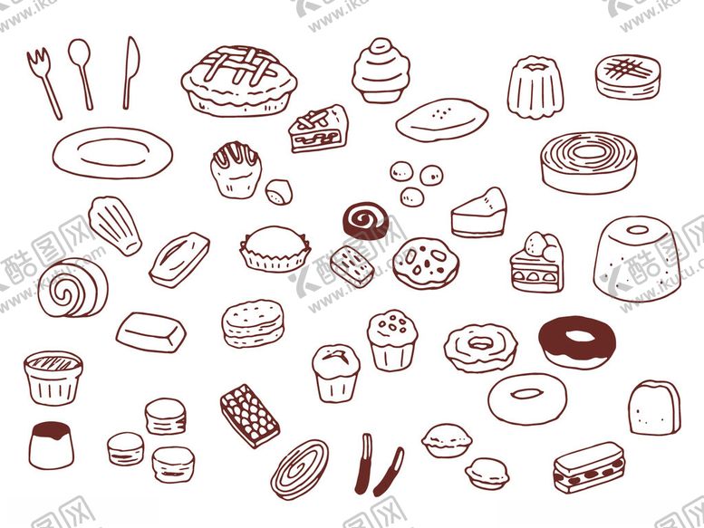 编号：96024311021515289484【酷图网】源文件下载-手绘可爱烘焙食品集合