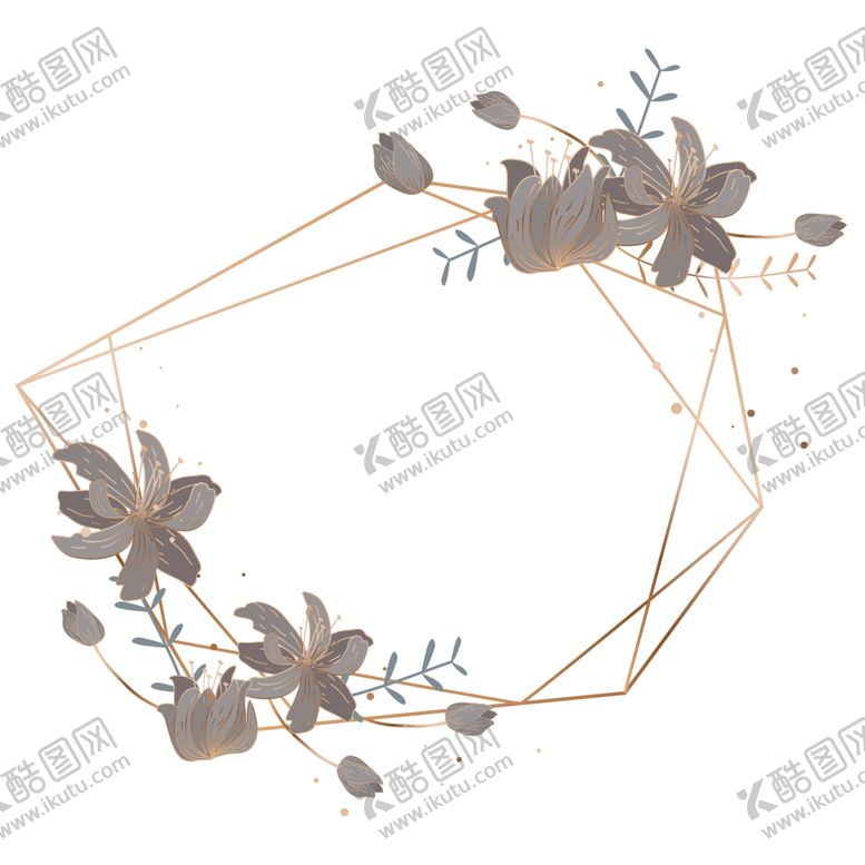 编号：99671701220614101917【酷图网】源文件下载-金色边框植物花环