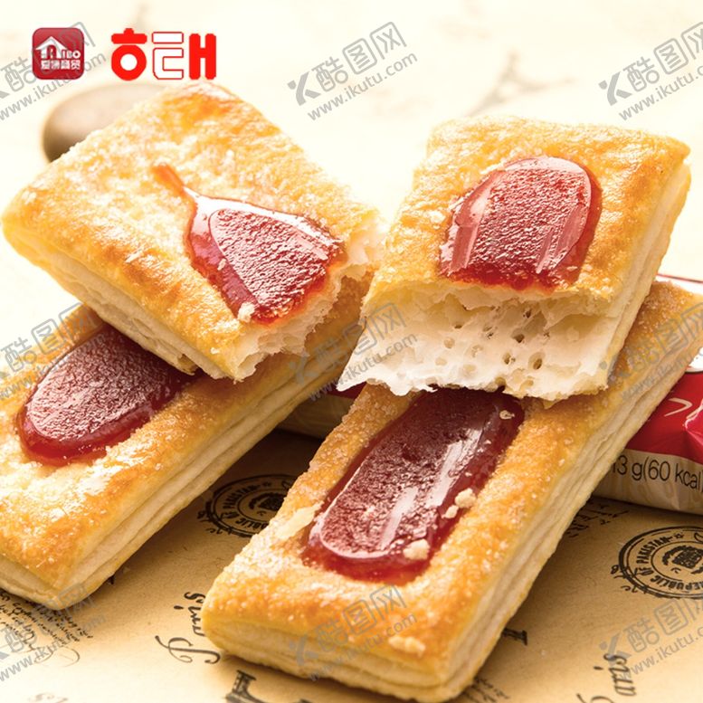 编号：22835810291919442071【酷图网】源文件下载-韩国海太草莓果酱派饼干