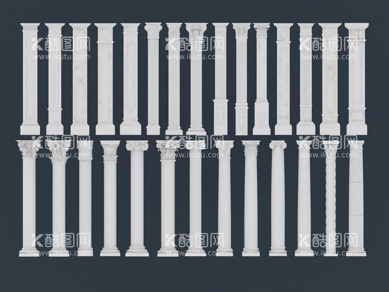 编号：19178111240540348600【酷图网】源文件下载-欧式罗马柱3d模型