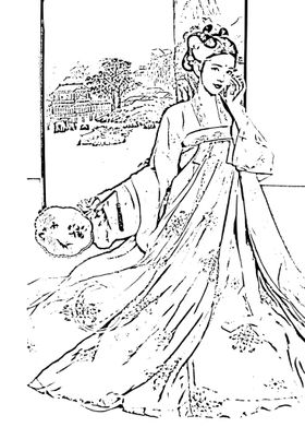 编号：06923109232222391486【酷图网】源文件下载-古典花卉插画美女