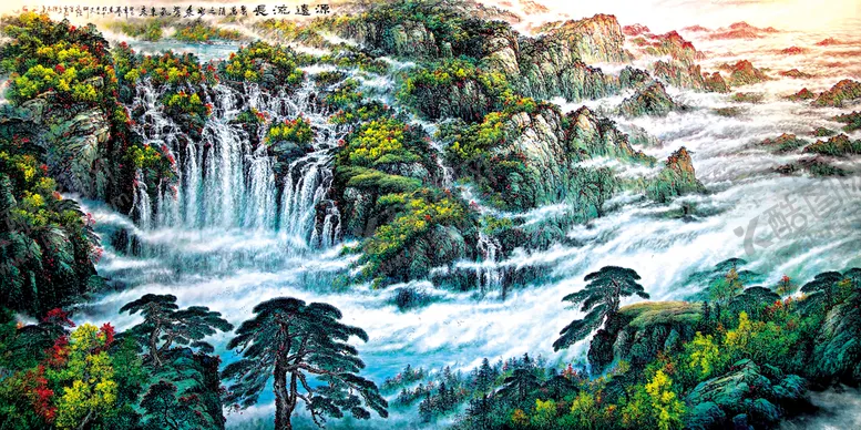 编号：27546910051002128027【酷图网】源文件下载-国画源远流水聚万涓之水乘东来之