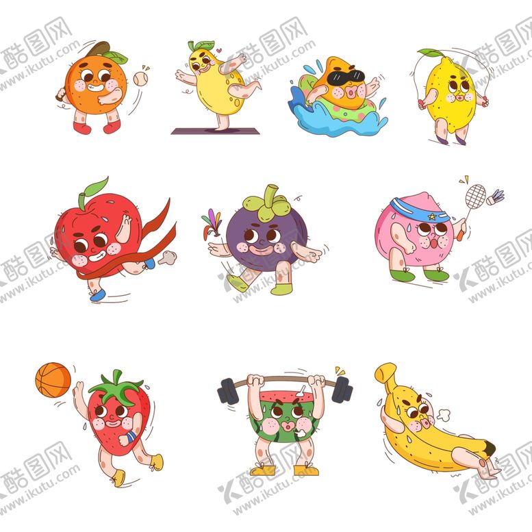 编号：28852406292311587937【酷图网】源文件下载-可爱水果卡通形象集合