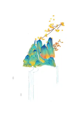 山水壁纸背景银杏叶树