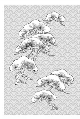 线描松树