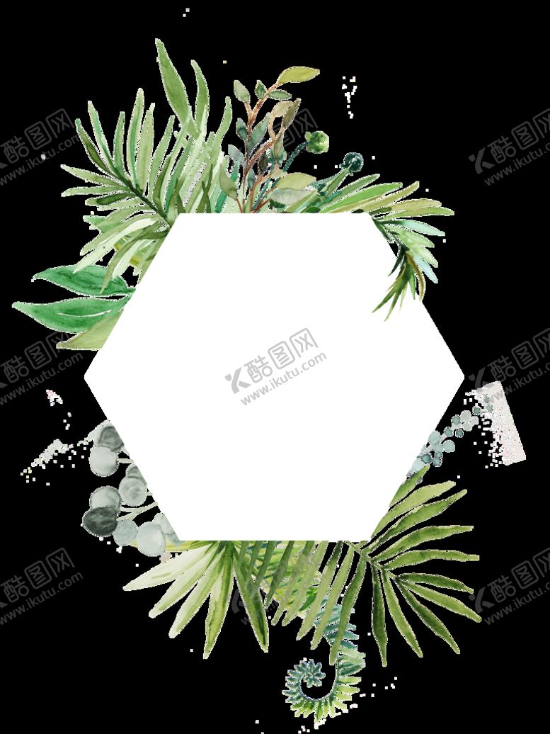 编号：83547310172019155608【酷图网】源文件下载-水彩绿植边框