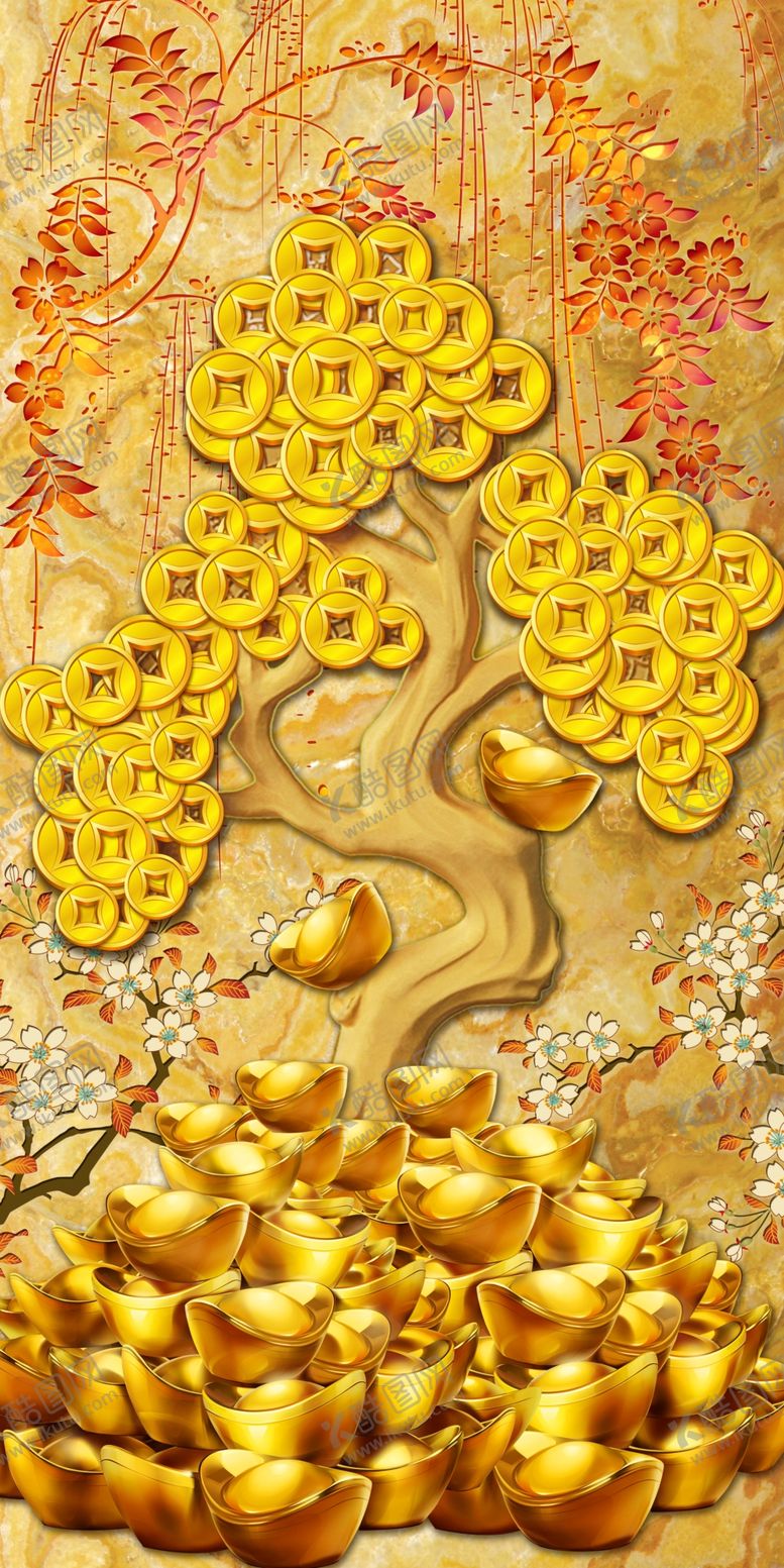 编号：68903009191832112229【酷图网】源文件下载-招财进宝玄关画