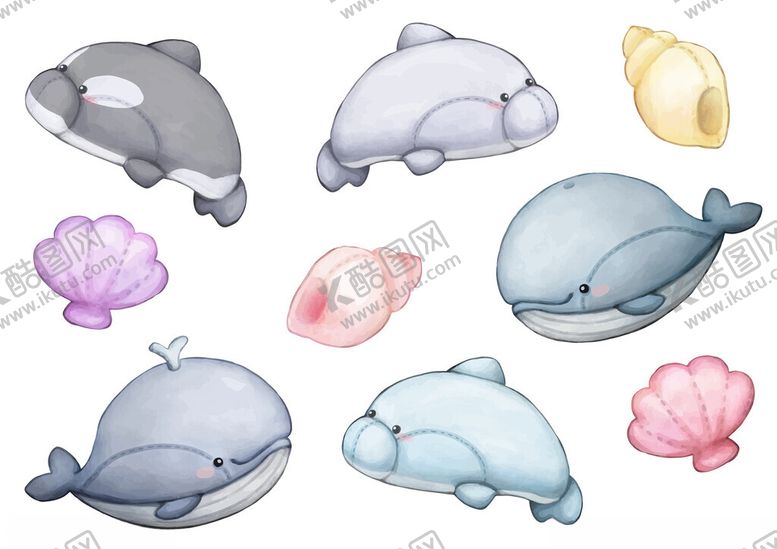 编号：97869211241258157186【酷图网】源文件下载-可爱海洋生物与贝壳图案