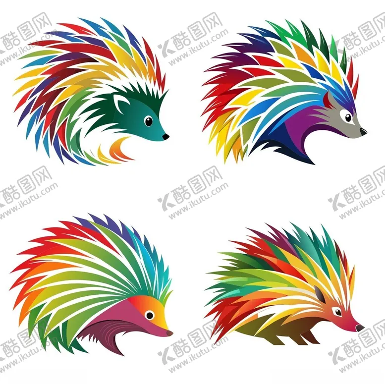 编号：10334002251613233263【酷图网】源文件下载-极简主义风格的刺猬鼠头像组图