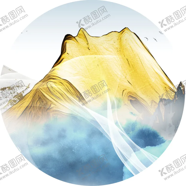 编号：57525201170527136484【酷图网】源文件下载-巍峨山脉圆形挂画装饰画