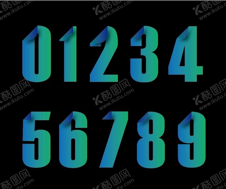 编号：46087410251545406505【酷图网】源文件下载-AI数字卷边阴影字