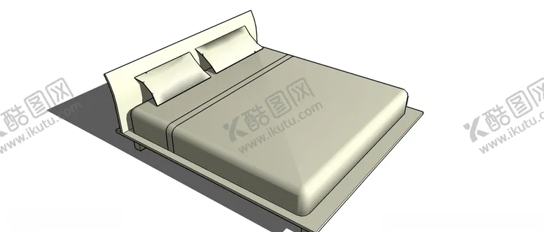 编号：46313906291102401428【酷图网】源文件下载-双人床skp模型