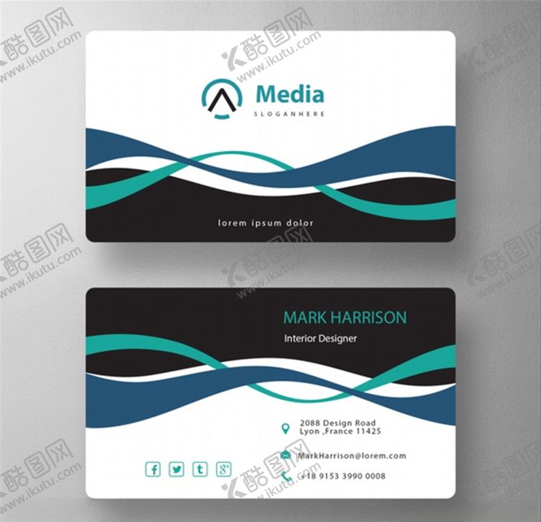 编号：36806610301455399586【酷图网】源文件下载-波纹装饰商务名片