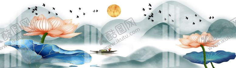 编号：38933211010724177769【酷图网】源文件下载-水墨荷花装饰画