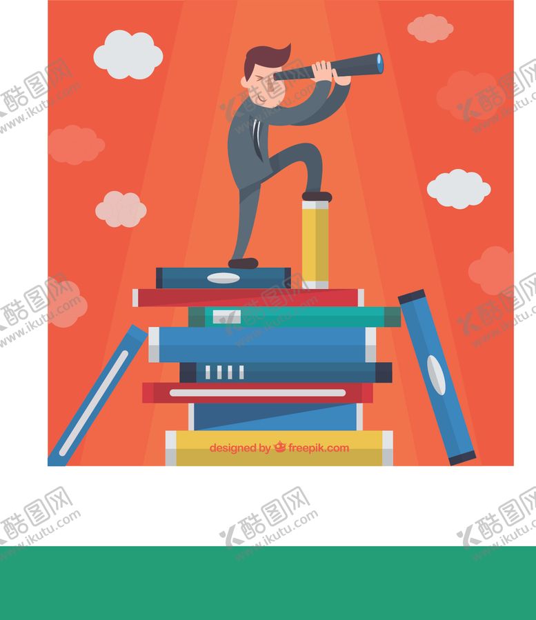 编号：96662309201744415179【酷图网】源文件下载-书堆上的商务男子