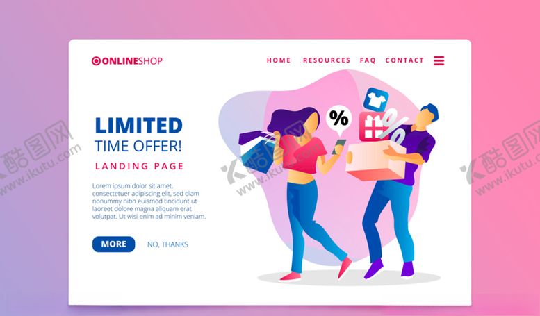 编号：52527110060001006421【酷图网】源文件下载-创意人物购物网站登陆页矢量素材