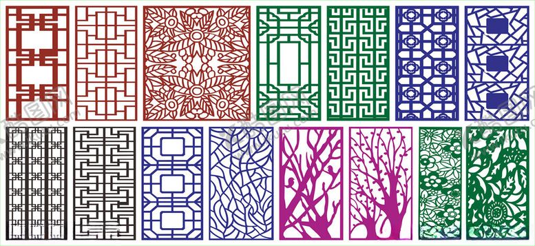 编号：68860211020449065508【酷图网】源文件下载-窗花镂空花纹屏风隔断雕花