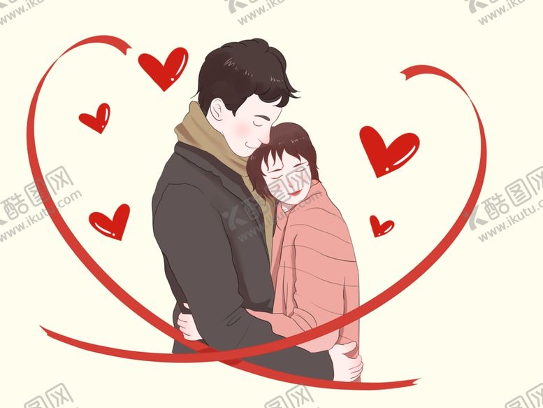 编号：36465609300641113734【酷图网】源文件下载-手绘插画风之拥抱的情侣