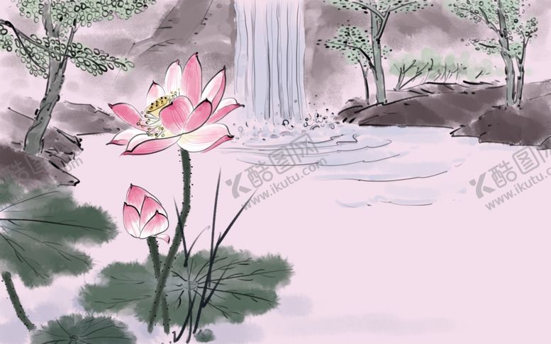 编号：83084409120910551920【酷图网】源文件下载-手绘荷花插画