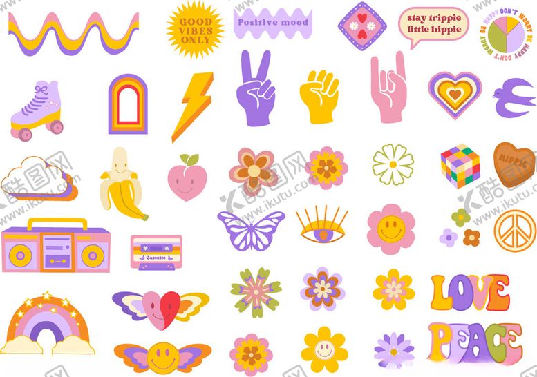 编号：96542510051259252941【酷图网】源文件下载-多彩复古风装饰图案集合