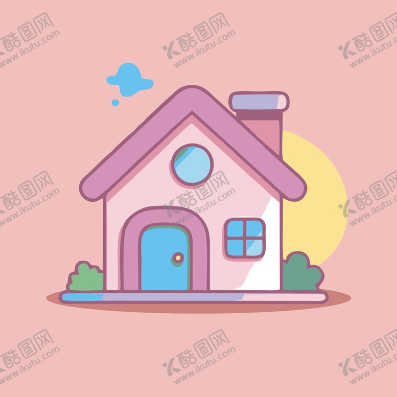 编号：73641402050425032860【酷图网】源文件下载-卡通阳光小房子矢量简笔画