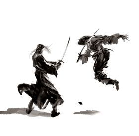 水墨人物猛将古典元素战场古代