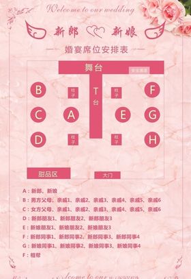 婚礼席位图粉色席位图淡粉色