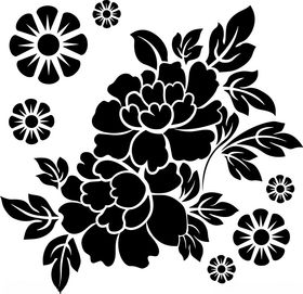 黑白花卉图案设计素材