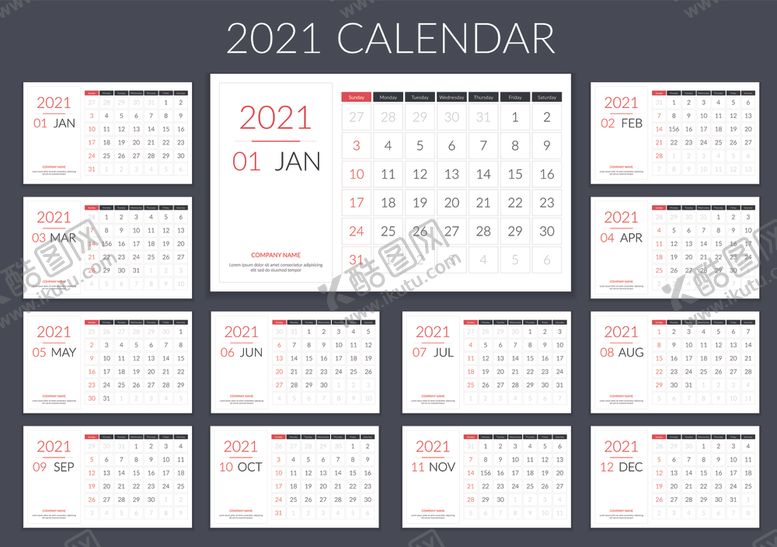 编号：64632009280721438747【酷图网】源文件下载-2021年日历