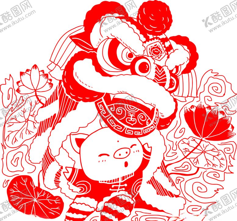 编号：73975310050056291315【酷图网】源文件下载-麒麟剪纸