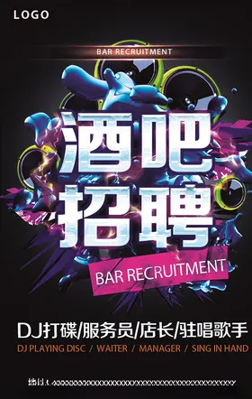 酒吧招聘海报