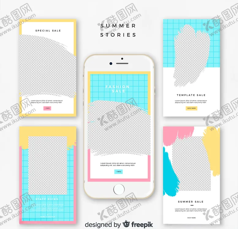 编号：80519409261722469245【酷图网】源文件下载-5款时尚女子夏季促销网页