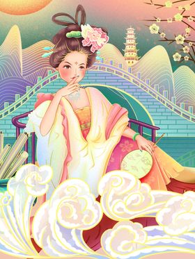 手绘古风美女