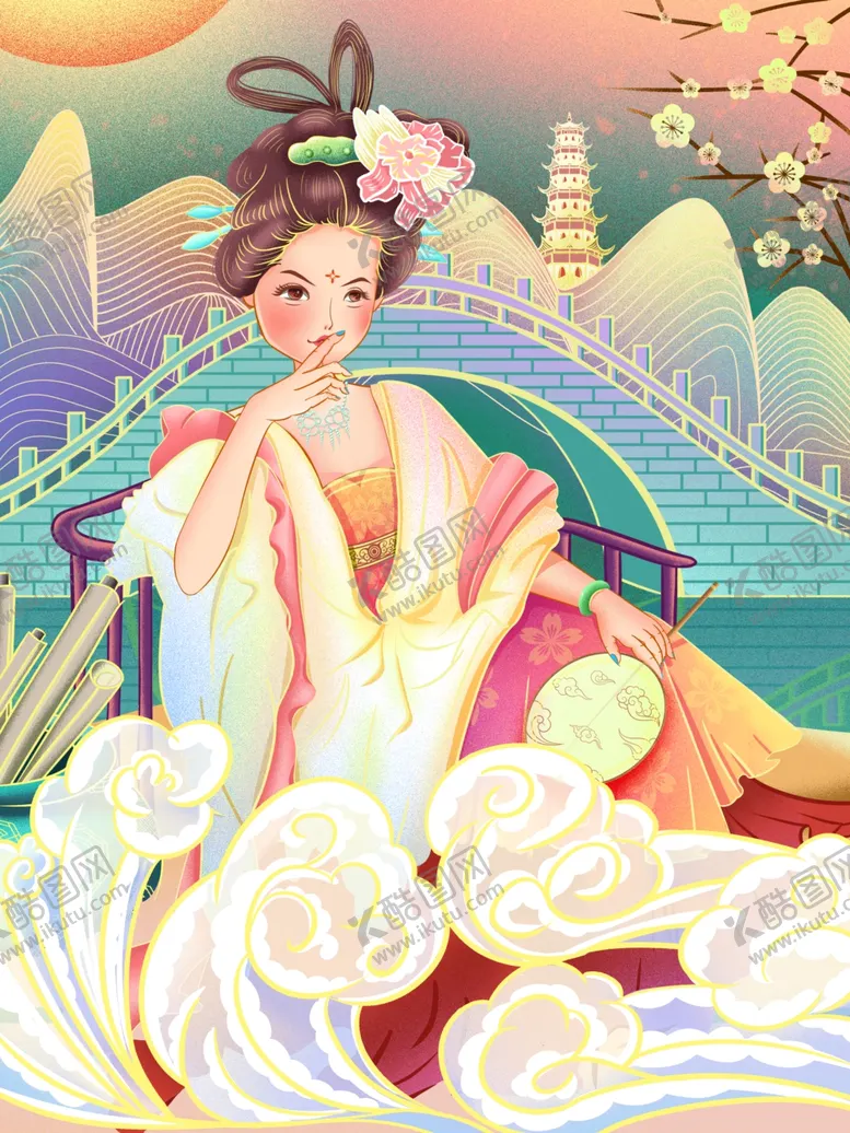编号：18530206271751123139【酷图网】源文件下载-手绘古风美女