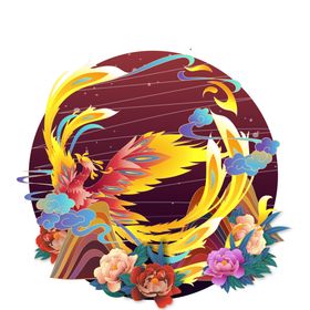 国潮凤凰插画