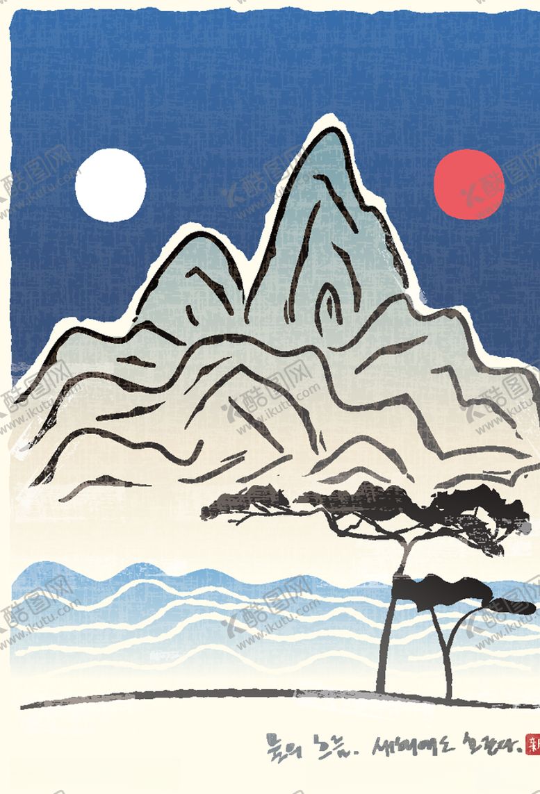 编号：73430010040851537182【酷图网】源文件下载-日式和风山水风景插画