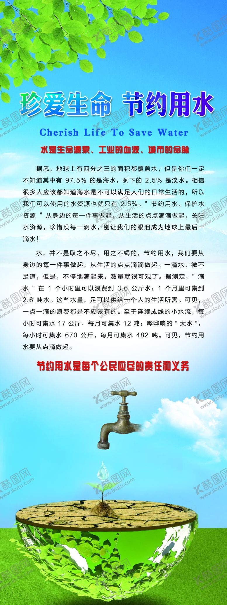 编号：30607306261100434934【酷图网】源文件下载-节约用水节约用水海报