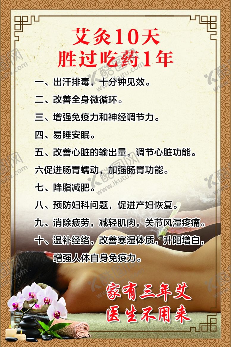 编号：66110106101013345176【酷图网】源文件下载-艾灸10天胜吃药1年宣传页