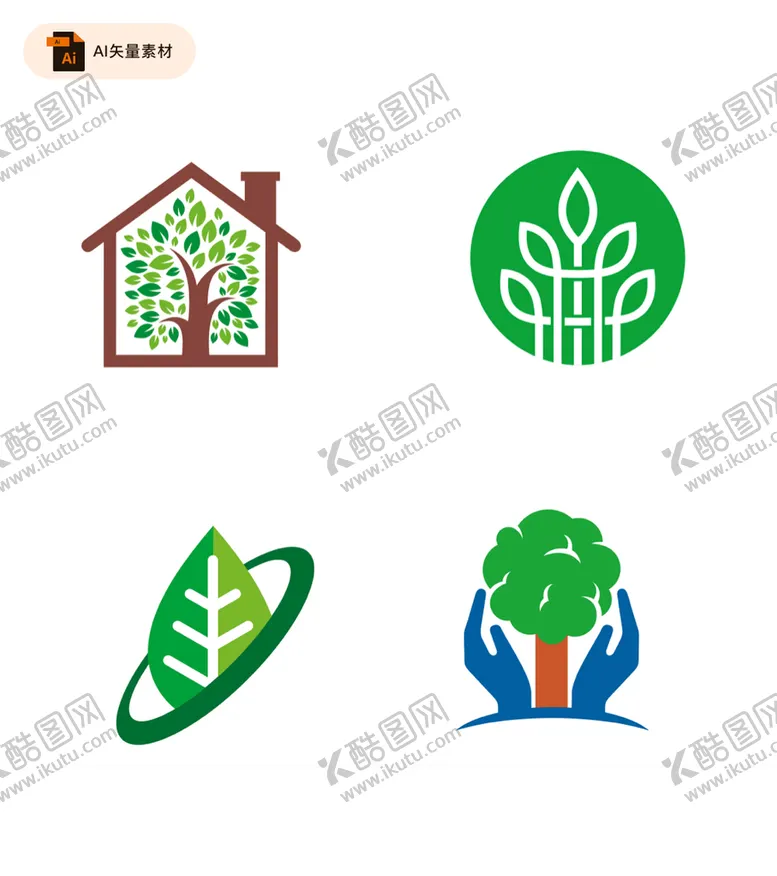 编号：10030411172100019368【酷图网】源文件下载-绿色环保树木矢量logo