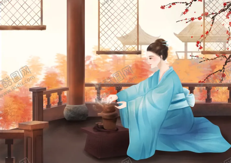 编号：50431504220049298298【酷图网】源文件下载-泡茶人物插画卡通背景海报素材
