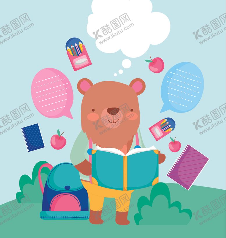 编号：68787909271304474592【酷图网】源文件下载-手绘动物开学