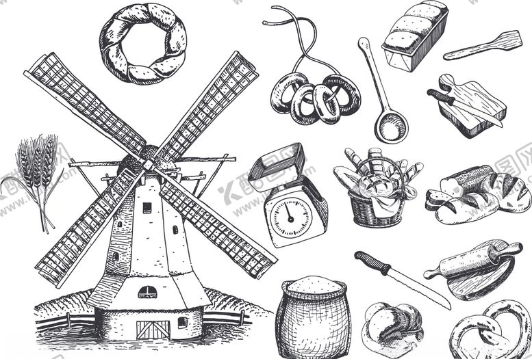 编号：72797210020012169040【酷图网】源文件下载-风车面包素材