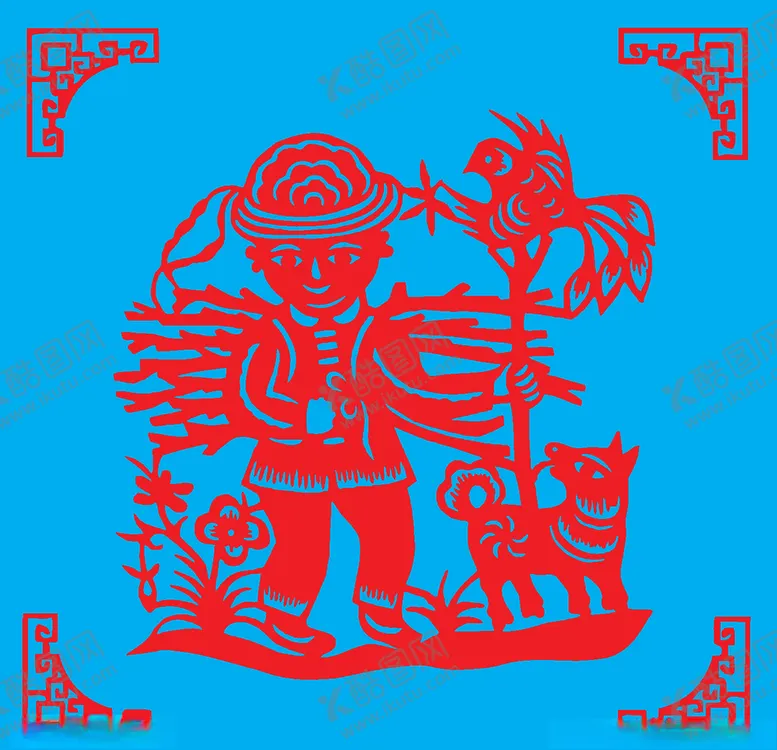 编号：95335403280034447855【酷图网】源文件下载-砍柴归来剪纸