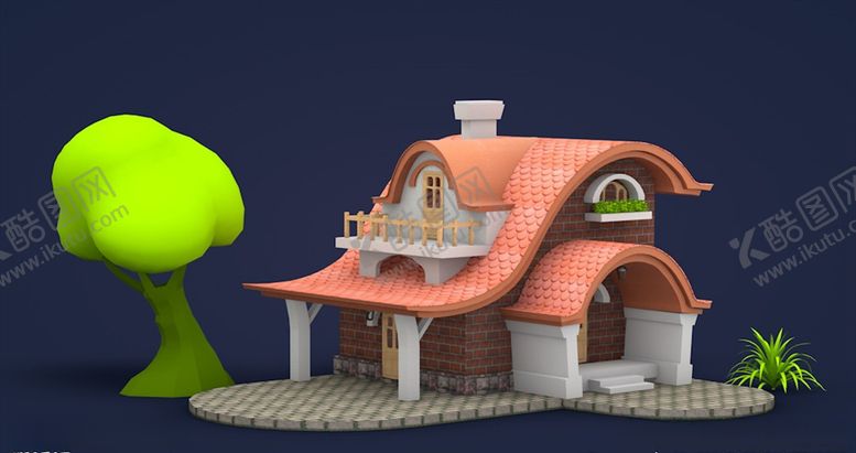 编号：84336109270226036423【酷图网】源文件下载-C4D模型卡通别墅