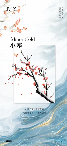 小寒节气海报宣传简约二十四