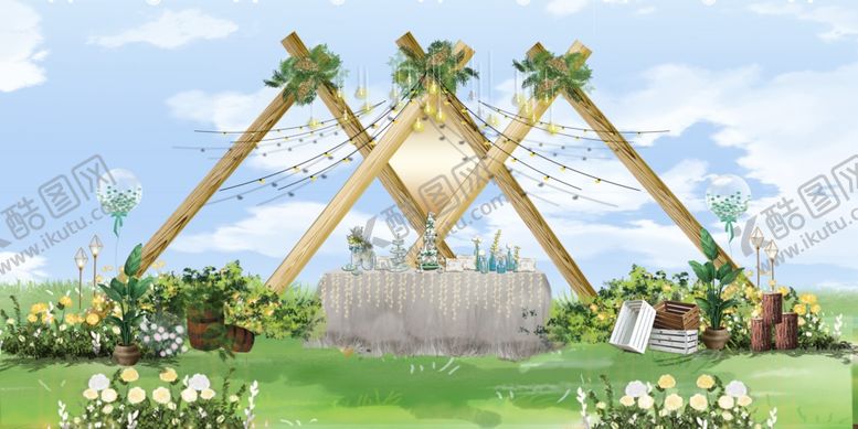 编号：97491010080303102917【酷图网】源文件下载-森系几何高端婚礼