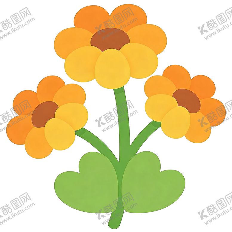 编号：52779404061721579221【酷图网】源文件下载-三朵橙色花朵插画